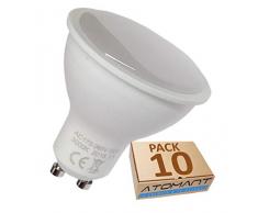 (LA) 10x GU10 LED 5W, 120 grados de apertura. Halogeno LED 550 lumenes reales - Recambio bombillas 50W (Blanco Calido (3000K))
