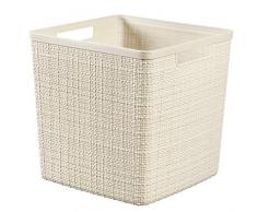 CURVER Cesta Jute 100% plástico Reciclado Cuadrada, Blanco Roto, L: 17 L