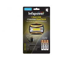 Infapower Linterna de Cabeza COB, 1 W, Negro
