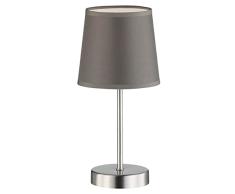 WOFI, 832 401 500 000, Lámpara de mesa Cesena 1 claro, gris, diámetro 14 cm, altura 32 cm, pantalla de tela