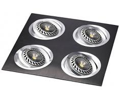 CristalRecord Kardan Helium - Foco empotrable, aluminio, 4 luces AR111, basculante 30°, color negro