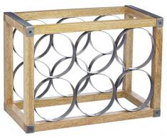 Industrial Kitchen Botellero de Vino para 6 Botellas de Estilo Vintage, Metal / Madera, 24,5 x 17,5 x 34 cm