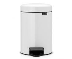 Brabantia 112126 Cubo de Basura con Pedal, Acero Inoxidable, Blanco, 3 l