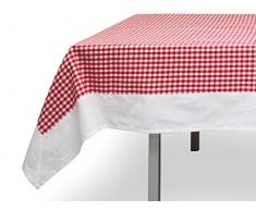 Soleil docre Mantel Cuadrado de algodón 180x180 cm Vichy Rojo, Jacquard