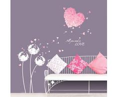 Adhesivo Decorativo para Pared, diseÃ±o de Corazones Rosas con Texto en inglÃ©s Love
