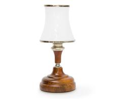 Relaxdays 10018912 - Lampara de mesa, base madera, modelo Vintage, cable 163 cm de largo, socket E14