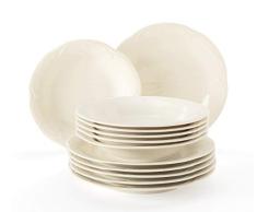 Seltmann Weiden 001.738254 Tafelservice Teilig Cream 12 Piezas | Set para 6 Personas | Serie Rubin Crema | Servicio Incluye Cada 6 Cena, Plato de Sopa, Porcelana, 32.3 x 32.3 x 23.5 cm, Unidades