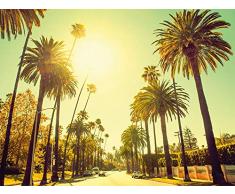 Komar Wandbild Von Palm Alley | Poster, Bild, Wohnzimmer, Schlafzimmer, Dekoration, Kunstdruck | ohne Rahmen | P127-40x30 fotomural, Gelb, Braun, Bunt