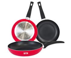 Quttin - Sartén Antiadherente de inducción Infinity con Mango. Para todo tipo de cocinas. Aluminio Forjado Doble Capa. Resistente Duradera Tortilla de patatas. Rojo Sarten Pequeña 18 cm