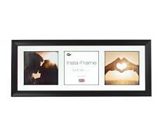 Inov8 21 x 20,32 cm Insta-Frame Marco para Instagram 3/DE Estampado a Cuadros de Fotos con paspartú Blanco y Blanco con Borde, Espacios para Negro