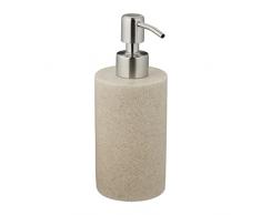 Relaxdays Dispensador Jabón, Jabonera 180 ml Redonda, Rellenable, Baño, Cocina, Dosificador Gel Ducha o Loción, Beige