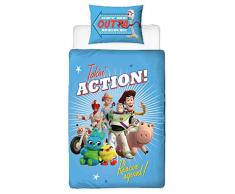 Character World Funda de edredón para Cama Individual, diseño de Rescate Toy Story 4 | Funda de edredón Reversible de Dos Caras con Funda de Almohada a Juego de Woody & Buzz Lightyear