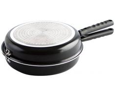 Quid Gastro Fun - Sartén doble para tortilla, 24 cm, aluminio estampado, dale la vuelta fácilmente, color negro