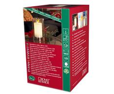 Konstsmide 1970-000 - Vela de cera con luz led (30 cm de altura, incluye candelero de cristal, con interruptor y sensor de luz, 2 diodos de luz blanca cálida, 2 pilas AA de 1,5 V)