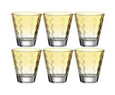 Leonardo Optic 025897 - Juego de 6 vasos de agua aptos para lavavajillas, vasos de cristal coloridos, juego de bebidas, color amarillo, 6 unidades de 215 ml