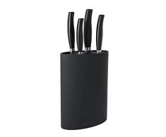 ARCOS Juego Cuchillos Cocina Forjados 4 Piezas (Cuchillo Pelador + Cuchillo Cocina + Cuchillo Chef + Cuchillo Pan) Acero Inoxidable Nitrum, Mango Polipropileno POM, Serie Clara, Color Negro