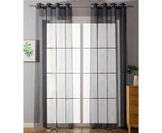 20332-cn2 Uni - Juego de 2 Cortinas con Ojales (175 x 140 cm), Color Negro