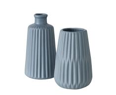 Boltze 2033009 Esko - Juego de jarrones de 2 Piezas, Color Azul Mate, de cerÃ¡mica, diÃ¡metro Aprox. 8,5 cm, para decoraciÃ³n de Interiores, sin Flores, Estilo escandinavo