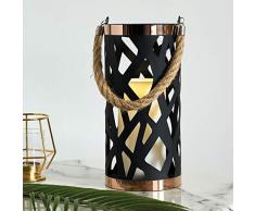 Pauleen 48012 Vela LED Lantern Soul Farol Decorativo cálido con Efecto titilante para Exterior IP44 Metal/plástico, Negro, Blanco