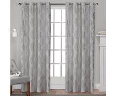 Exclusiva casa Cortinas Ojal Cortina de Ventana Panel par, algodón, Plata, 96 x 54 x 0,2 cm