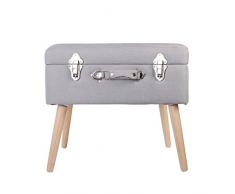 THE HOME DECO FACTORY BAÚL Maleta Gris, Madera, Claro, 50,50 x 36 x 45 cm
