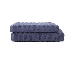 Sally Jacquard SallyLines Set de Toallas 1+1, AlgodÃ³n, Denim BLU, 50X96+40X56, 2
