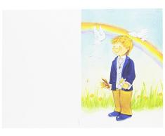 Mopec Portafoto de Primera Comunión con un niño con un Arco Iris, Pack de 25 Unidades, Cartulina, Multicolor, 0.02x11.50x17.00 cm