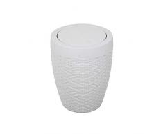 Addis 518367 Papelera Redonda de ratán sintético (5 L), Color Gris Claro, Swing Bin