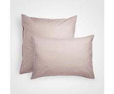 BLANC CERISE Funda de Almohada con Volante pequeño Estampado All Over, Gris y Amarillo, 65 x 65 cm