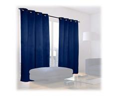 Relaxdays Cortinas Opacas con Ojales, Pack de 2, Modernas, Dormitorio o Salón, Poliéster, 245 x 135 cm, Azul Marino