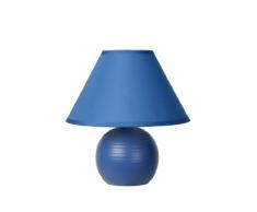 Lucide 14550/81/35 Kaddy - Lámpara de mesa con pantalla (cerámica y algodón), color azul