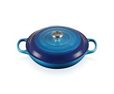 Le Creuset Evolution Cacerola Baja Redonda, 3,2 L, para Todas Las Fuentes de Calor, Incl. inducción, Hierro Fundido, Azure, 30.0 cm, 21180302202430