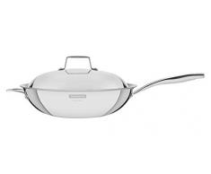 Tramontina - Wok Grano, de Acero Inoxidable, Antiadherente y TerminaciÃ³n Brillante, con Cuerpo Triple y Tapa, 32 cm y 5,2 L