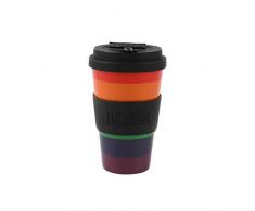 IDRINK®- Taza de café de RPET con tapa de silicona de apertura, fácil de llevar Taza de 435 ml para llevar de plástico reciclado 8,7 x 8,7 x 15 cm ergonómica 435 ml (LOVE IS LOVE)