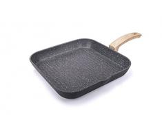 Alluflon Etnea Wood Edition parrilla, grill, Aluminio, Negro, 28x28 cm