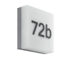 EGLO lámpara de pared exterior LED Cornale, lámpara exterior de 1 bombilla incl sensor de luz diurna y números de casa, aplique de plástico, color antracita, blanco, IP44