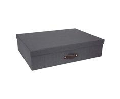 Bigso Box of Sweden Organizador de accesorios de tablero de fibras y papel â Caja de almacenamiento con tapa â Caja con asa grande para ropa, juguetes, etc. â negro