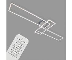 Briloner Leuchten LED, lÃ¡mpara de Techo Regulable, Incluye Remoto, Control de Color de Temperatura, funciÃ³n de luz Nocturna y Temporizador, Cromo-Aluminio, 1100x350x100mm