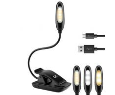 LE Lámpara Flexo Led de pinza Recargable, Flexo escritorio para estudiar 3 Tonos Frío Neutro Cálido, Lámpara de lectura lamparas mesita de noche Cable