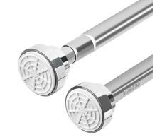 Barra de tensión extensible de 50 a 85 cm, barra telescópica de acero inoxidable, barra para colgar en el armario, no perforación, armario, poste colgante sin necesidad de herramientas