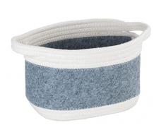 Wenko Cesta de fieltro Bea M, con dos asas blancas, fabricada con fieltro de poliÃ©ster reciclado de color gris claro y diseÃ±o de mimbre blanco, 80 % poliÃ©ster / 20 % algodÃ³n, 5 litros, 24 x 16 x 16 cm