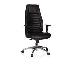 hjh OFFICE 600985 Silla de Escritorio VITORO Piel sintÃ©tica Negro, Silla Oficina, Respaldo Alto, ergonÃ³mico