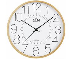 MPM Quality Reloj de Pared de imitaciÃ³n de Madera sin Ruido de tictac, Marco de plÃ¡stico con Efecto Madera, Madera Clara, Movimiento de Cuarzo, Flujo Suave, diÃ¡metro 300 x 42 mm,E01.4233.5100