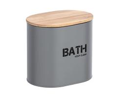 Wenko Caja para el baño Gara con tapa gis - Caja de almacenaje, cesta para el baño Capacidad: 1.092 l, Acero, 14.5 x 13.5 x 10.5 cm, Gris