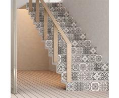 Stickers Adhesivos escalera carrelages | adhesivo adhesivo contremarche azulejos de cemento - Adhesivos contremarche carrelages | escalera cuadros de cemento adhesiva - Azulejos - 15 x 105 cm - 6 bandas