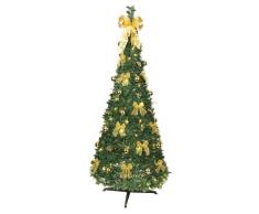 Best Season 603-91 - Árbol de navidad decorado con luces led (tamaño aproximado: 190 x 80 cm, 80 ledes con 8 funciones, decoración dorada)