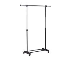 Honey Can Do Perchero Extensible, Acero Inoxidable, Cromado y Negro, 88.9x14x8.25 cm