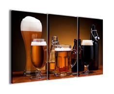 Stampe su Tela Cuadro Beer IV Cerveza Lienzo moderno de 3 paneles ya enmarcados, listo para colgar, 90 x 60 cm