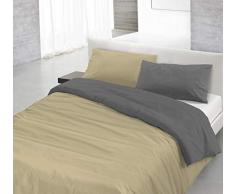 Italian Bed Linen Natural Color y Funda de Almohada, tÃ²rtola/Humo, Doble pequeÃ±o