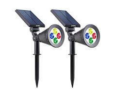 Lumisky Spiky W34 Proyector, Foco Solar con 4 LED para exterior, impermeable, luz 2-en-1, plástico, integrado, 1 W, color blanco, 29 x 9,5 x 34 cm, RGB, Intégré 1.5W 5V
